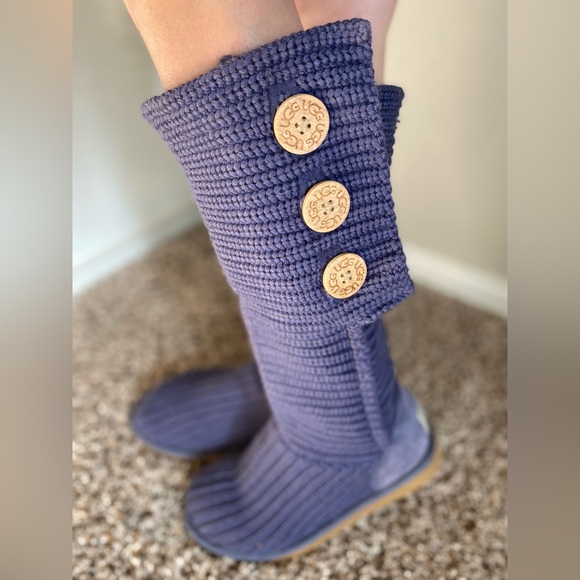 UGG Shoes - UGG Australia Purple Knit Tall Fold Over Boots 6